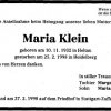 Klein Maria 1932-1998 Todesanzeige